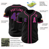 Custom Black Purple-Pink Authentic Baseball Jersey