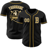 Custom Black Old Gold-White Authentic Baseball Jersey