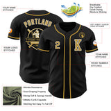 Custom Black Old Gold-White Authentic Baseball Jersey