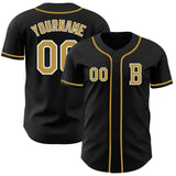 Custom Black Old Gold-White Authentic Baseball Jersey