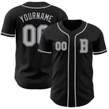 Custom Black Gray-White Authentic Baseball Jersey