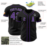 Custom Black Purple-Gray Authentic Baseball Jersey