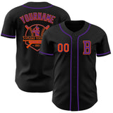 Custom Black Orange-Purple Authentic Baseball Jersey