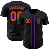 Custom Black Orange-Purple Authentic Baseball Jersey