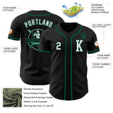 Custom Black White-Kelly Green Authentic Baseball Jersey