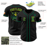 Custom Black Kelly Green-Gold Authentic Baseball Jersey