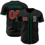 Custom Black Red-Kelly Green Authentic Baseball Jersey