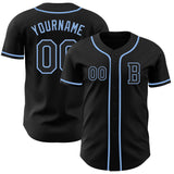 Custom Black Light Blue Authentic Baseball Jersey