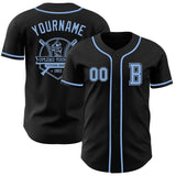 Custom Black Light Blue Authentic Baseball Jersey