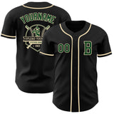 Custom Black Green-Cream Authentic Baseball Jersey