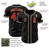 Custom Black Red-Cream Authentic Baseball Jersey