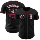 Custom Black White-Crimson Authentic Baseball Jersey