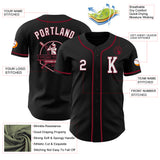 Custom Black White-Crimson Authentic Baseball Jersey