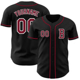 Custom Black Crimson-White Authentic Baseball Jersey