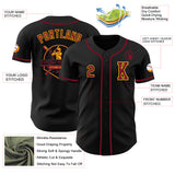 Custom Black Crimson-Gold Authentic Baseball Jersey