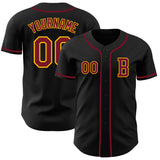 Custom Black Crimson-Gold Authentic Baseball Jersey