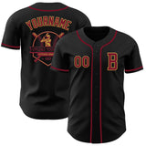 Custom Black Crimson-Old Gold Authentic Baseball Jersey