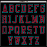 Custom Black Teal-Crimson Authentic Baseball Jersey