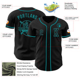 Custom Black Teal Authentic Baseball Jersey