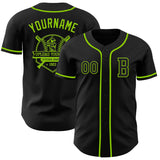 Custom Black Neon Green Authentic Baseball Jersey