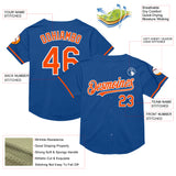 Custom Blue Orange-White Mesh Authentic Throwback Baseball Jersey