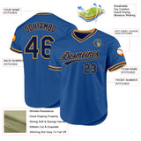 Custom Blue Navy-Old Gold Authentic Throwback Baseball Jersey