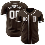 Custom Brown White Authentic Baseball Jersey