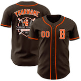 Custom Brown Orange-White Authentic Baseball Jersey