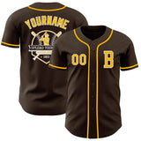 Custom Brown Gold-White Authentic Baseball Jersey