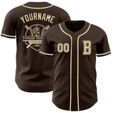 Custom Brown Cream Authentic Baseball Jersey