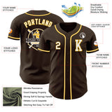 Custom Brown White-Gold Authentic Baseball Jersey