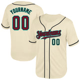 Custom Cream Crimson Black-Aqua Mesh Authentic Throwback Baseball Jersey