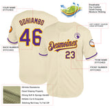 Custom Cream Purple-Gold Mesh Authentic Throwback Baseball Jersey