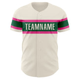 Custom Cream Pink-Kelly Green Authentic Baseball Jersey