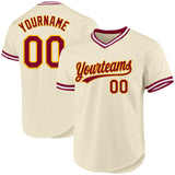 Custom Cream Maroon Gold-White Authentic Throwback Baseball Jersey