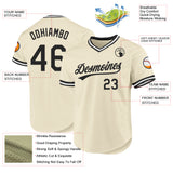 Custom Cream Black-White Authentic Throwback Baseball Jersey