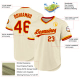 Custom Cream Red-Gold Authentic Throwback Baseball Jersey