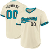 Custom Cream Teal-Black Authentic Throwback Baseball Jersey