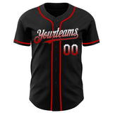 Custom Black White-Red Authentic Fade Fashion Baseball Jersey