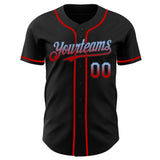 Custom Black Light Blue-Red Authentic Fade Fashion Baseball Jersey