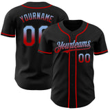 Custom Black Light Blue-Red Authentic Fade Fashion Baseball Jersey