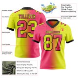 Custom Neon Yellow Neon Pink-Black Mesh Authentic Gradient Fashion Football Jersey