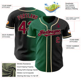 Custom Black Maroon Kelly Green-Cream Authentic Gradient Fashion Baseball Jersey