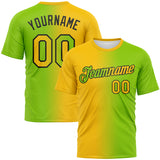 Custom Neon Green Yellow-Black Gradient Fashion Performance T-Shirt