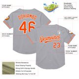 Custom Gray Orange-White Mesh Authentic Throwback Baseball Jersey