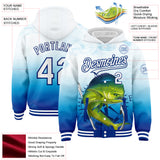 Custom Lakes Blue White-Royal Mahimah Fish Fishing 3D Bomber Full-Snap Varsity Letterman Hoodie Jacket