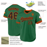 Custom Kelly Green Black-Orange Authentic Throwback Baseball Jersey