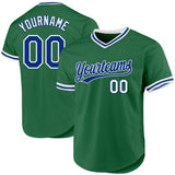 Custom Kelly Green Royal-White Authentic Throwback Baseball Jersey