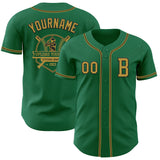 Custom Kelly Green Old Gold-Black Authentic Baseball Jersey