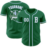 Custom Kelly Green White-Light Blue Authentic Baseball Jersey